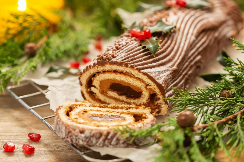 décorer une bûche de Noël