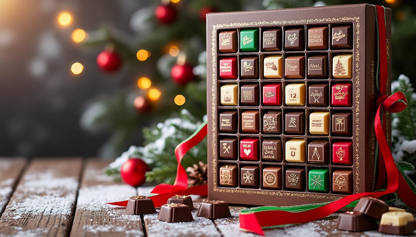 plongez dans la magie des fêtes avec le calendrier de l'avent d'un chocolatier. chaque jour, savourez des délices chocolatés artisanaux qui éveilleront vos papilles et vous plongeront dans l'esprit de noël. offrez-vous un moment de joie et de douceur cet hiver!