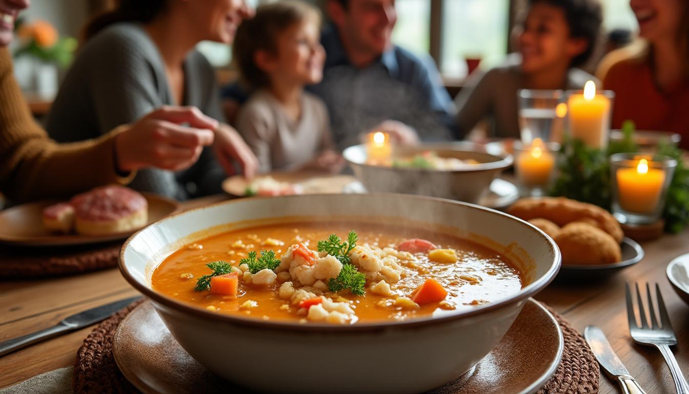 découvrez la recette de la soupe de cranquettes, un plat réconfortant parfait pour réchauffer les journées froides. savourez ce mélange délicieux de saveurs et d'ingrédients réconfortants qui enchanteront vos papilles.
