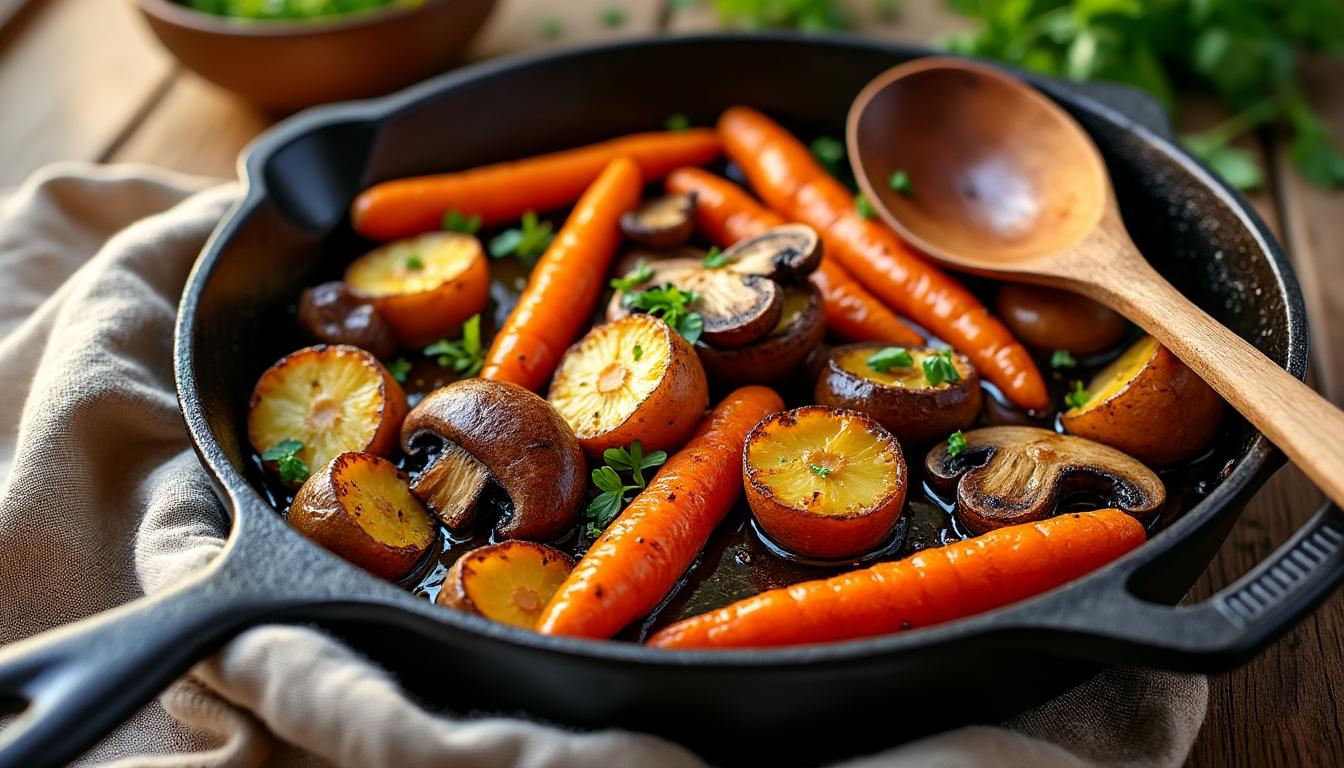 découvrez 10 recettes simples et savoureuses de légumes rôtis à la poêle pour des repas rapides et gourmands.