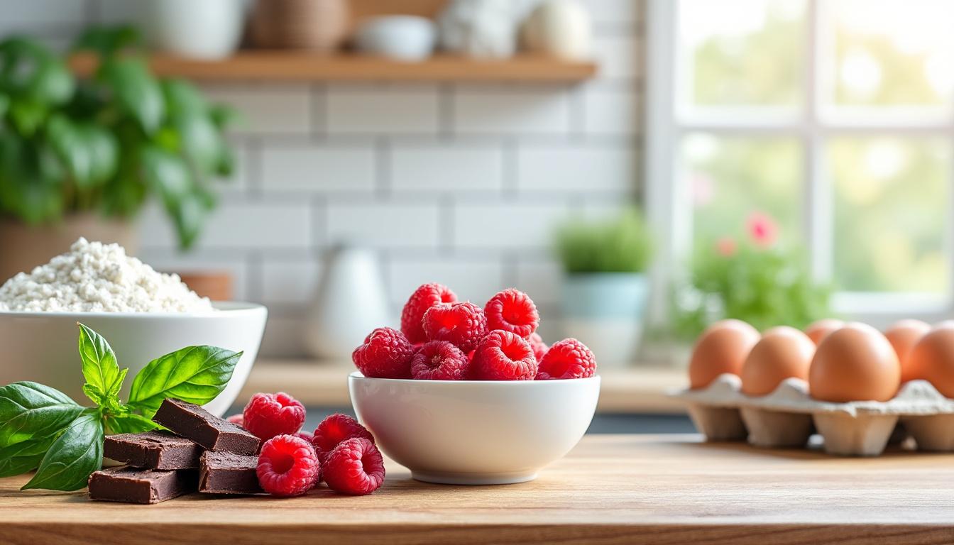 découvrez une recette originale de gaufres au chocolat blanc, framboise et basilic pour un dessert gourmand et rafraîchissant qui impressionnera vos invités.