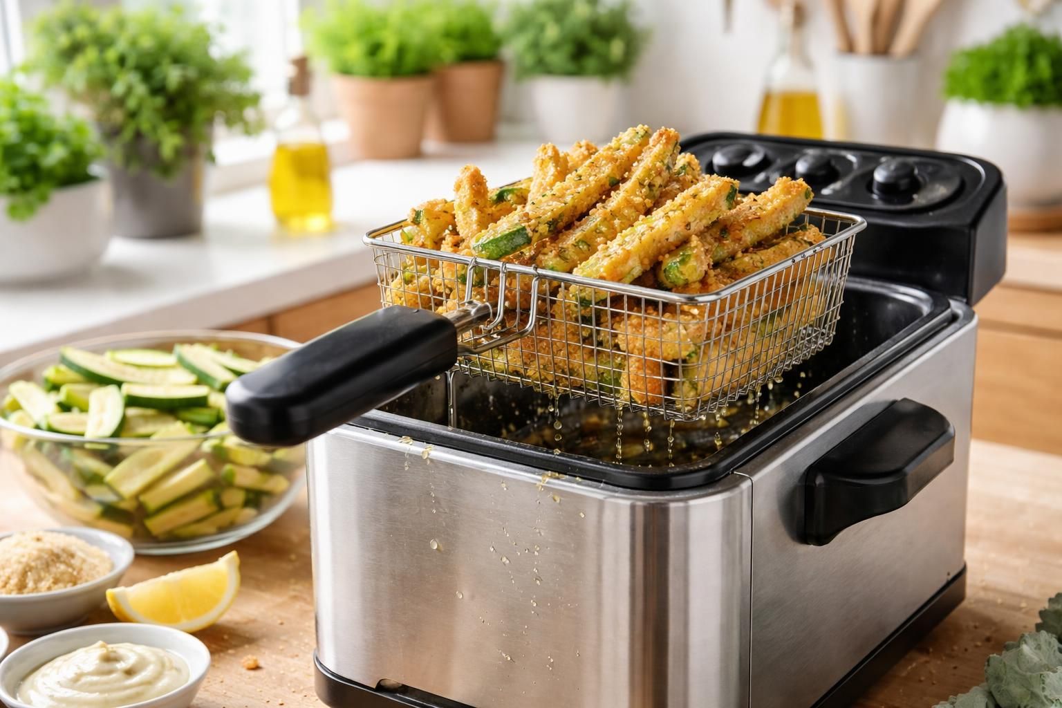découvrez la recette facile des frites de courgettes à la friteuse, une manière savoureuse et saine de déguster vos légumes préférés.
