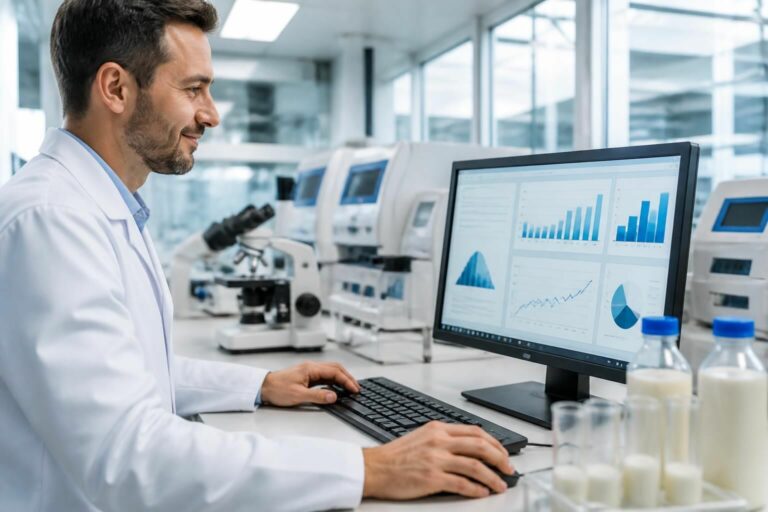 Accédez facilement et rapidement à vos résultats d'analyses de lait en ligne avec Infolabo Lait, votre plateforme sécurisée pour suivre la qualité de vos produits laitiers.